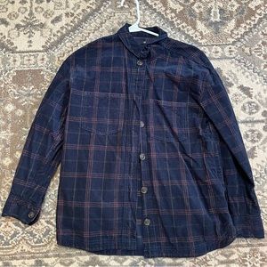 Madewell Navy and Red Plaid Button-Up Shirt